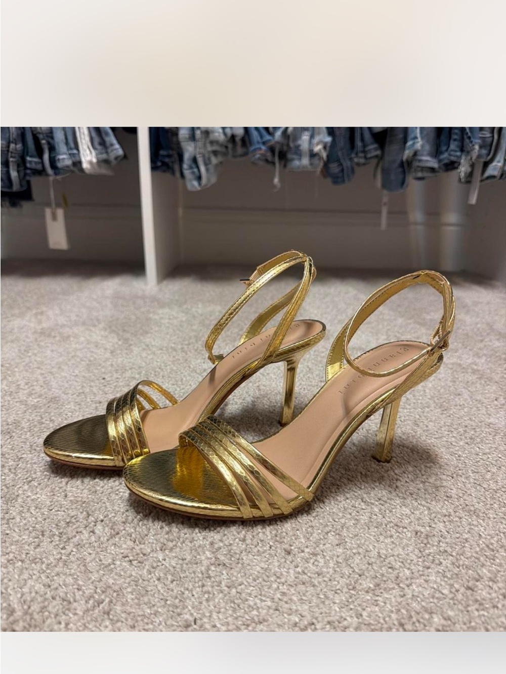 & Other Stories Metallic Gold Strappy High Heel Sandals
